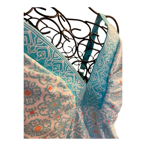 CABANA LIFE x TALBOTS Teal Coral Pink 2-Piece Tankini Swimsuit Size Large UV Pro - Picture 5 of 10